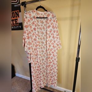 Pink Lily floral long rayon duster
